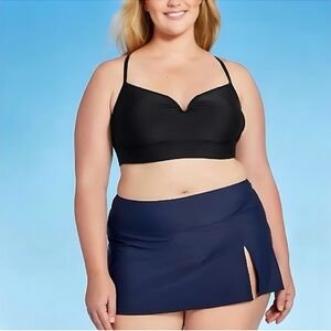 New Kona Sol Plus Size Swim Skirtini Navy Size 0X NWTS